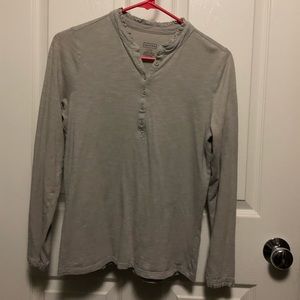 Gray Long Sleeve Ruffled Edge Shirt